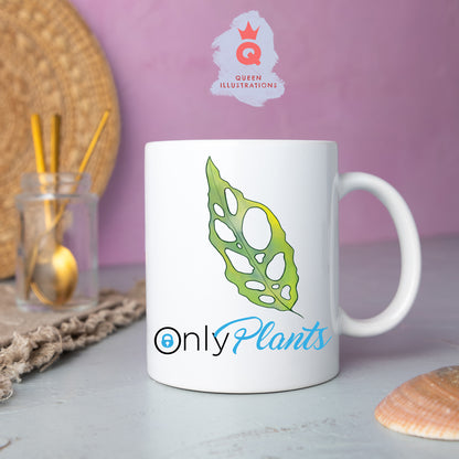 only plants mug, gift for plant lovers, monstera obliqua leaf