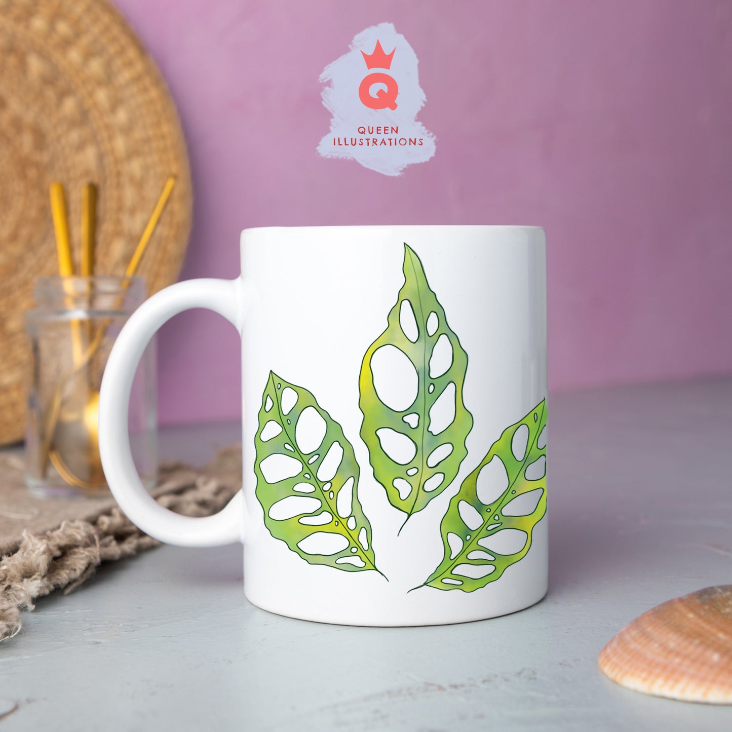 only plants mug, gift for plant lovers, monstera obliqua leaf