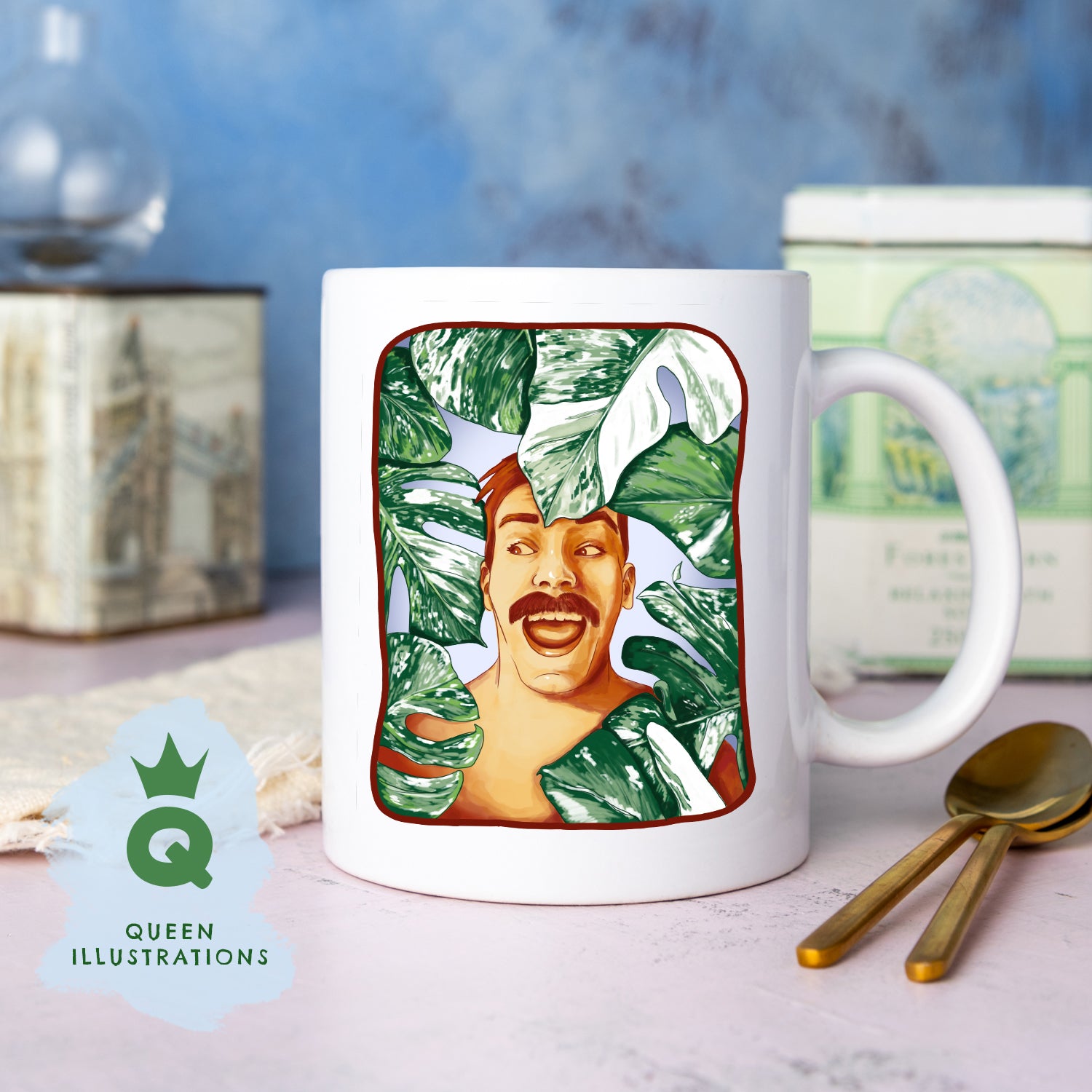 plant daddy mug, handsome guy with plants, gay art, gay gift ideas, fun gift for plant lovers