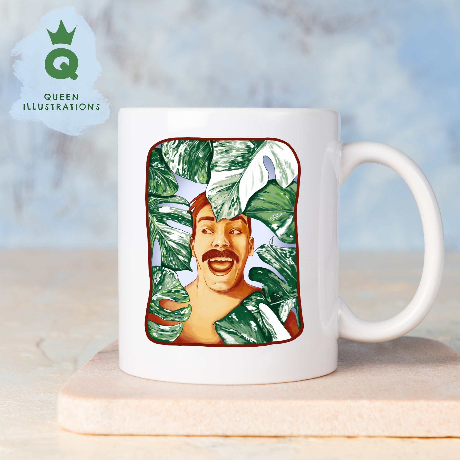 plant daddy mug, handsome guy with plants, gay art, gay gift ideas, fun gift for plant lovers