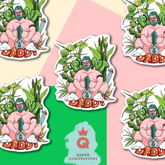 gay sticker, plant daddy sticker, hot guy with plants