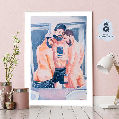 gay art, nude male body, watercolour painting, gay gift ideas,