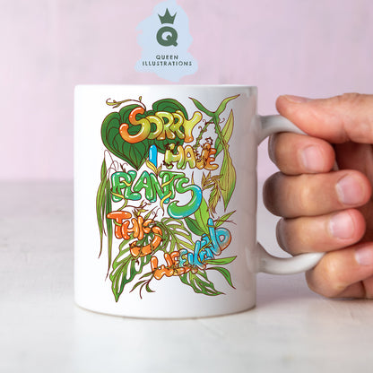 mug with a lot of plants, fun gift for a plant lover