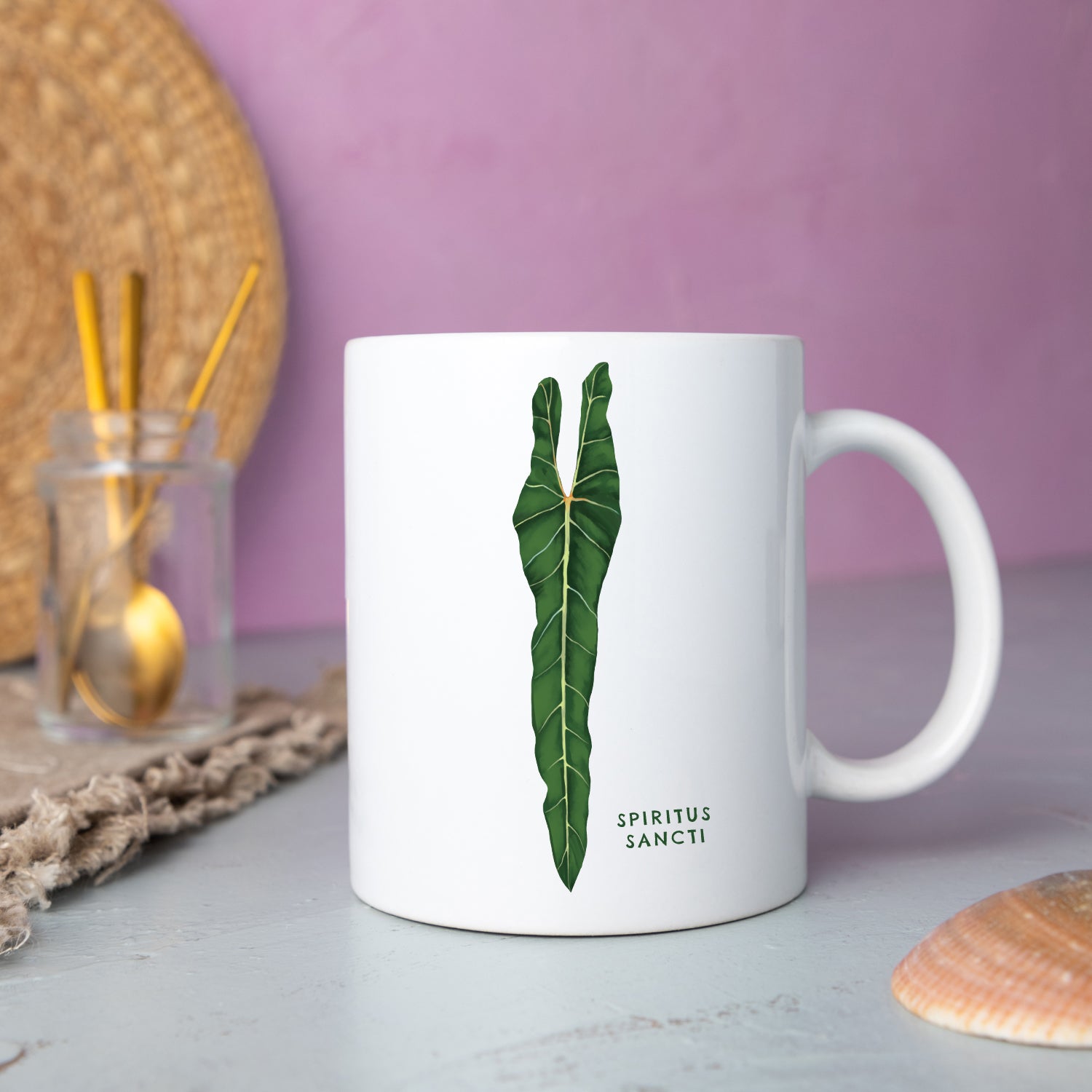 philodendron spiritus sancti mug, plant mug 