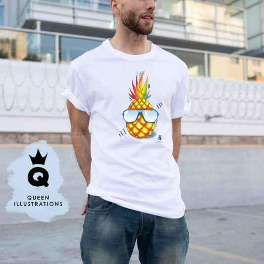 gay pride outfit, gay T-shirt, gay art, pineapple rainbow 