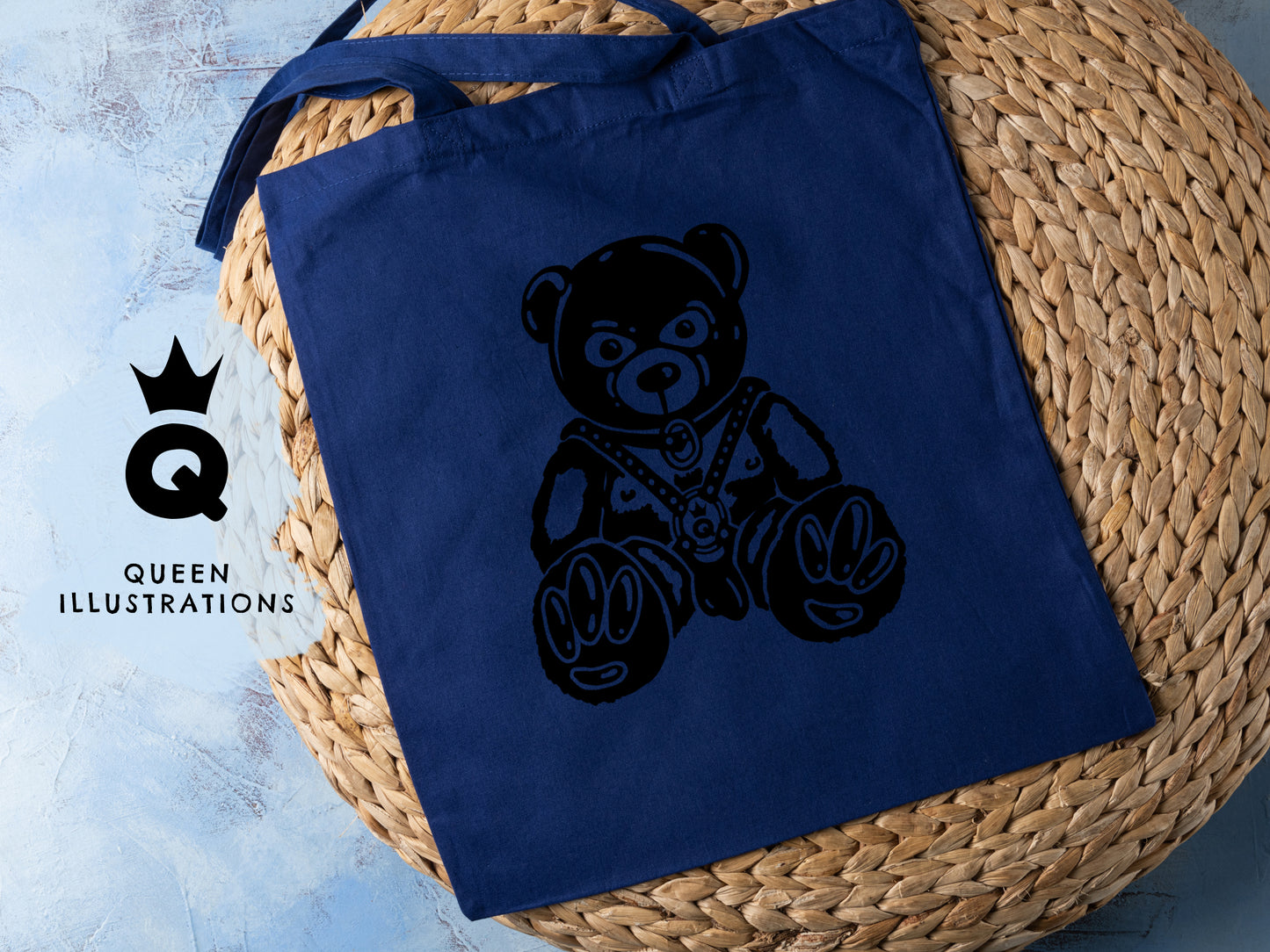 KINKY TEDDY BEAR TOTE BAG, bdsm, bear in mask