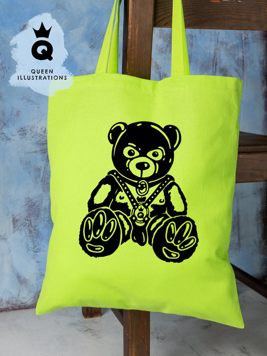 KINKY TEDDY BEAR TOTE BAG, bdsm, bear in mask