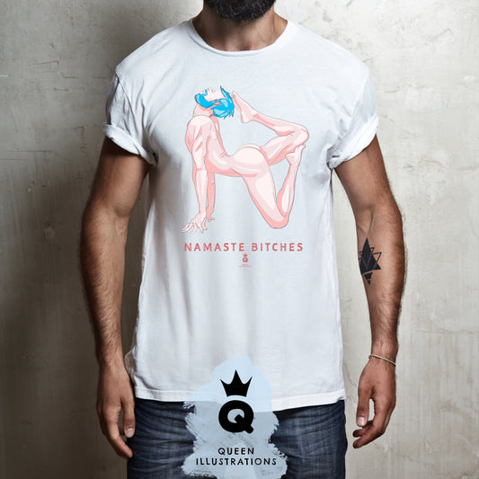 gay T-shirt, Gay yoga outfit, Namaste bitches, Namaste, naked yoga, naked guy