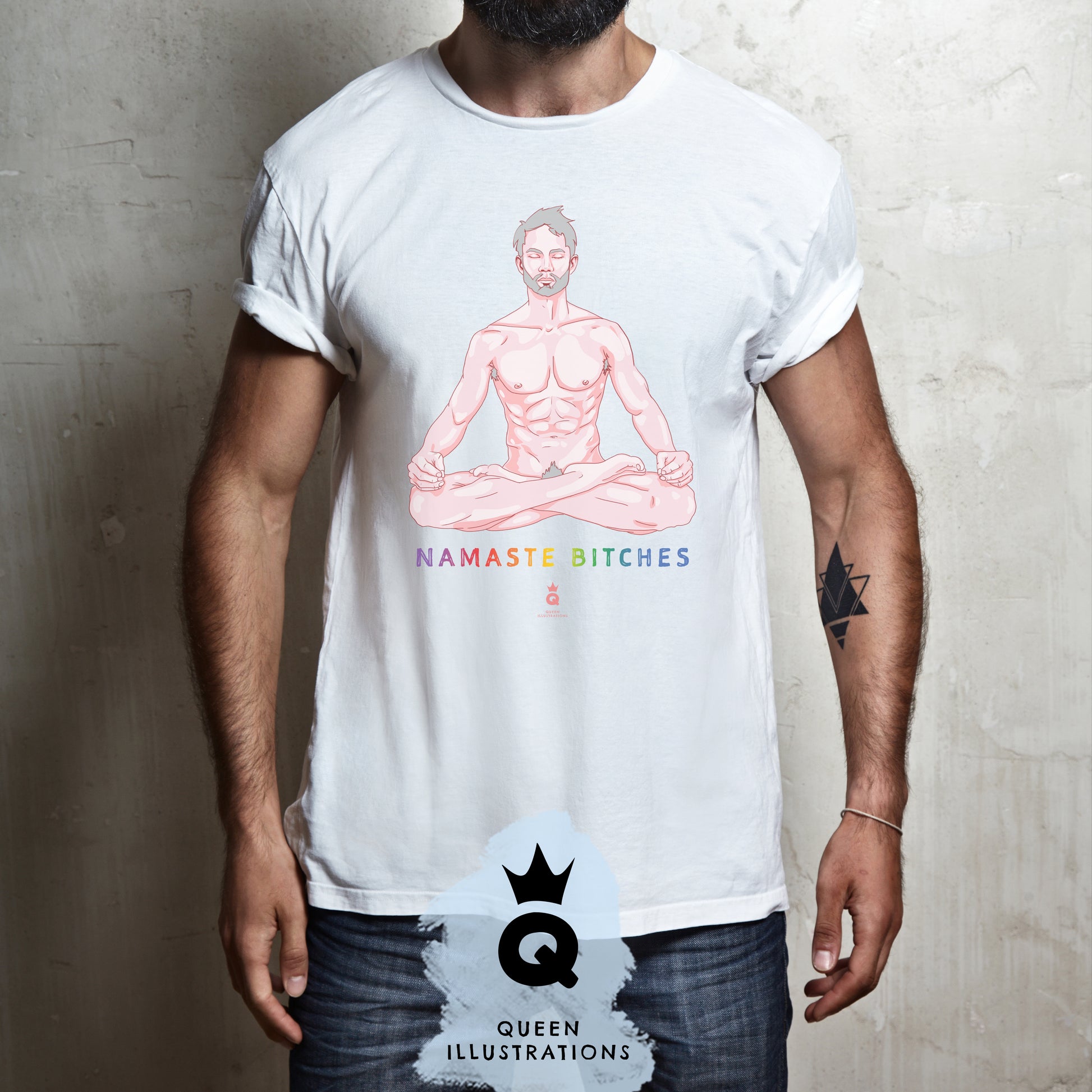 NAMASTE, NAKED YOGA T-shirt – QUEEN ILLUSTRATIONS