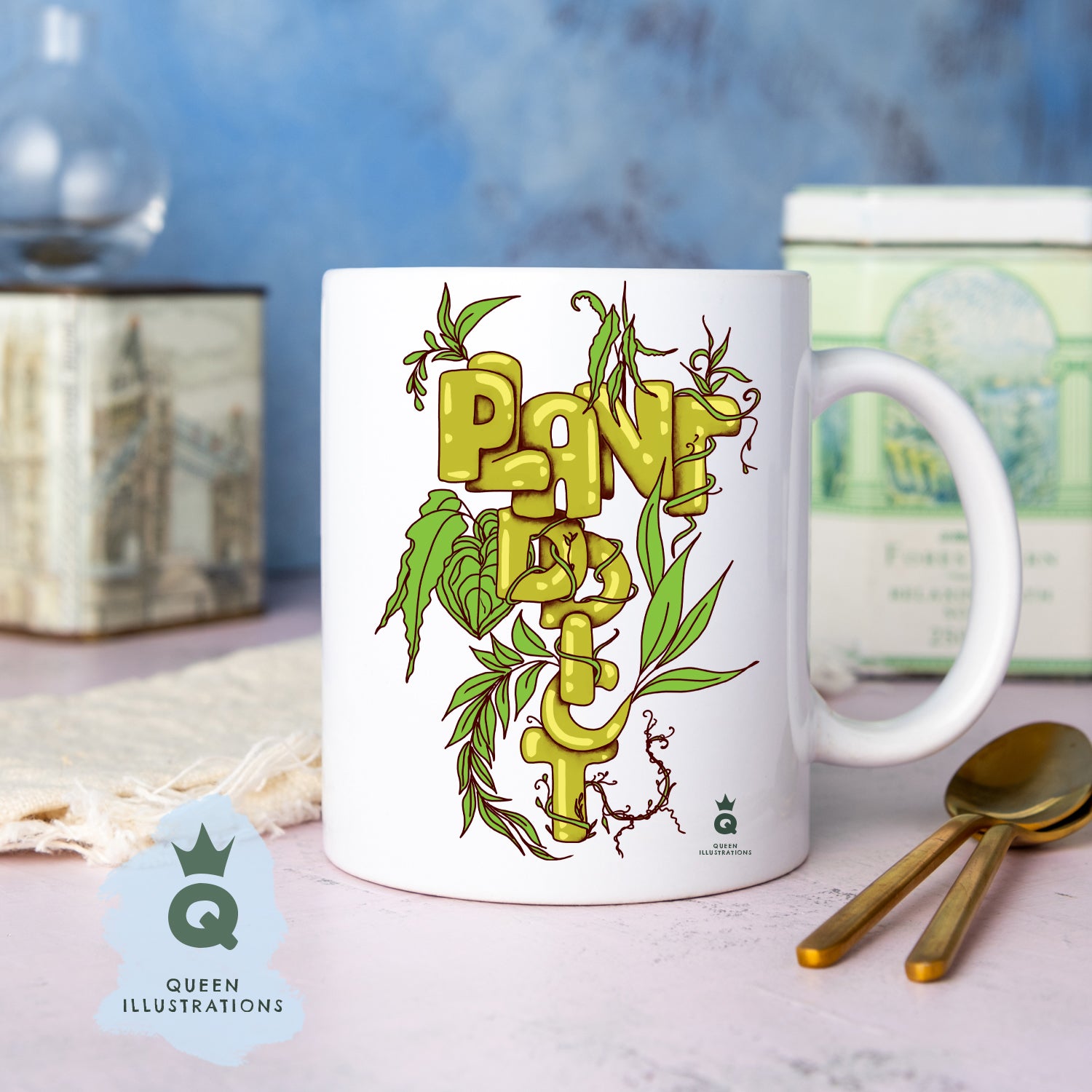 mug with plants, plant addict, plant lover mug