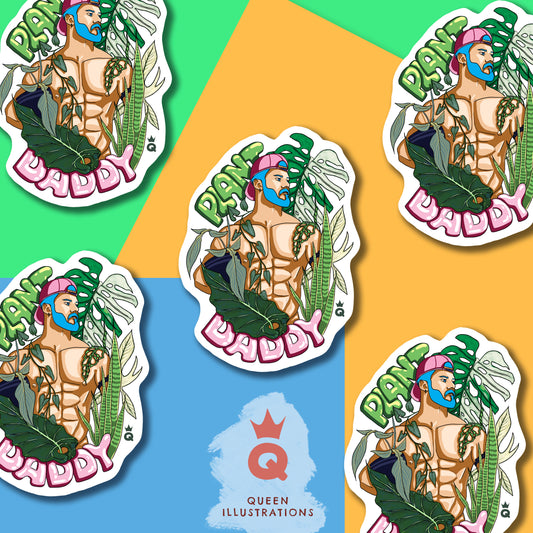 gay sticker, plant daddy sticker, hot guy with plants