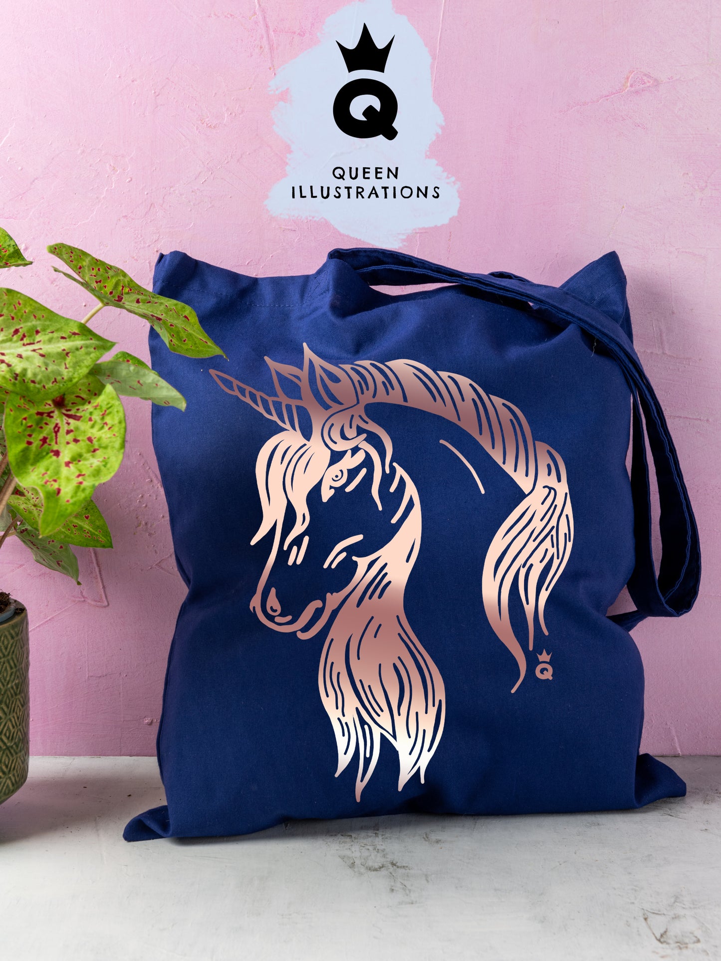 unicorn gay tote bag, gold silver, rose gold, black and white